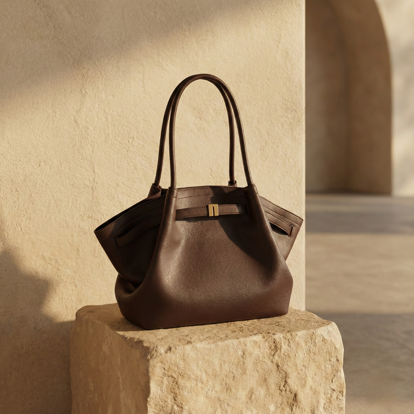 FJØRNA leather medium work tote bag with sturdy handles and spacious interior, ideal for daily carry and professional use.