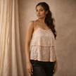 FJØRNA men's sequin top, stylish women's top with shimmering sequins, sleeveless design, perfect for fashionable occasions.