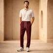 Men's wide-leg jogger pants by FJØRNA with drawstring waist, casual fit, and soft fabric for comfortable everyday wear.