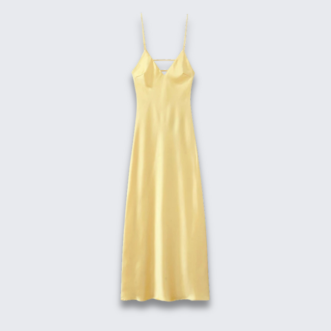 Isabella - Sunny Straps Satin Butter Yellow Dress