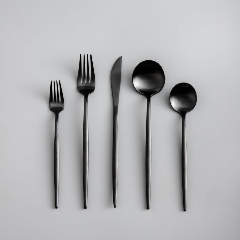 20-Piece Black Stainless Steel Cutlery Set – Modern Minimalist Flatware with Matte Finish for Elegant Dining - 14
