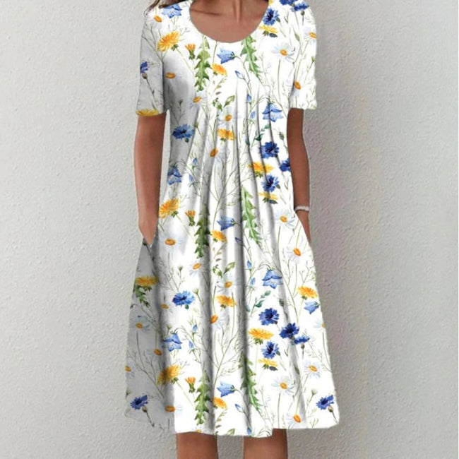 Lyana | Elegant Cotton Midi Dress with Refined Detailing
