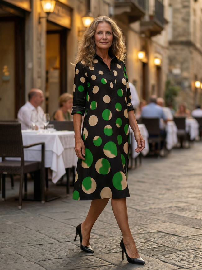 FJØRNA women's summer dress with polka dots, pockets, and a casual, flowy fit, perfect for warm-weather wear