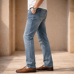 FJØRNA men's lightweight straight leg jeans, casual pants, shown in a relaxed fit with classic denim style.