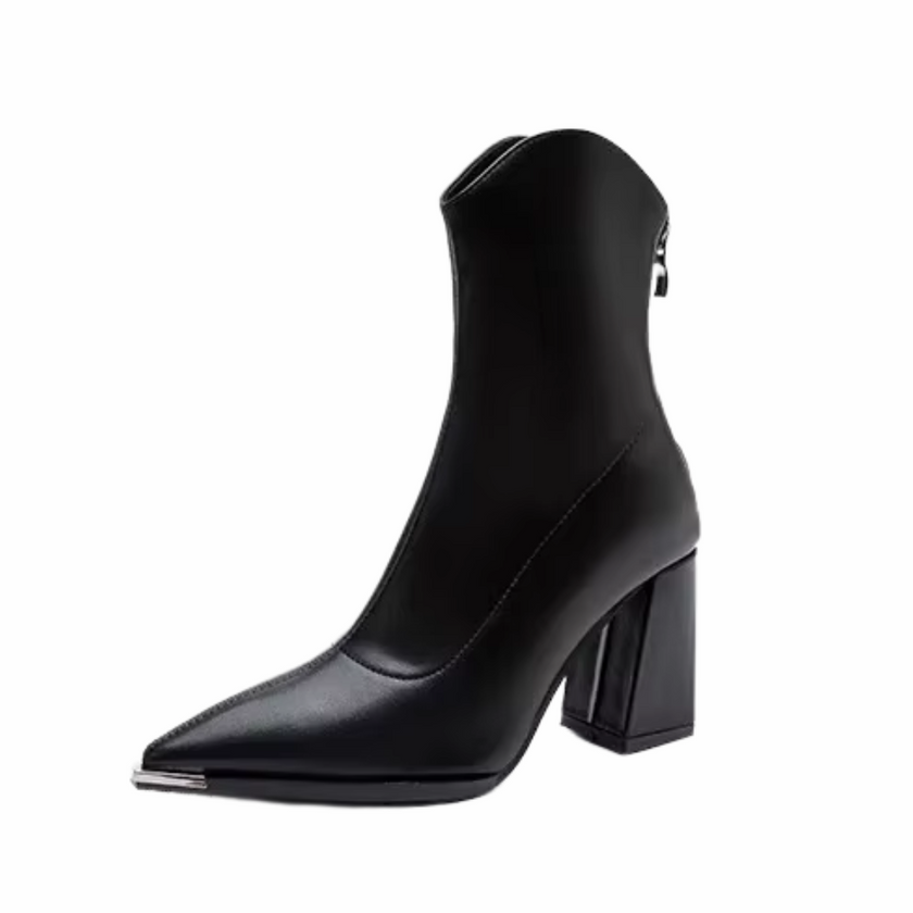 Black Chelsea Boots with Chrome Tip - 6