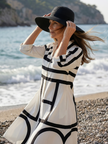FJØRNA women's summer dress with geometric pockets, casual style, lightweight fabric, and sleeveless design.