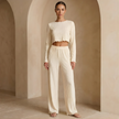 FJØRNA women’s soft knit lounge co-ord set featuring a cozy matching top and pants in a relaxed fit.