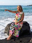 FJØRNA women's floral sleeveless summer midi dress with a flowy silhouette, perfect for warm weather and casual outings.
