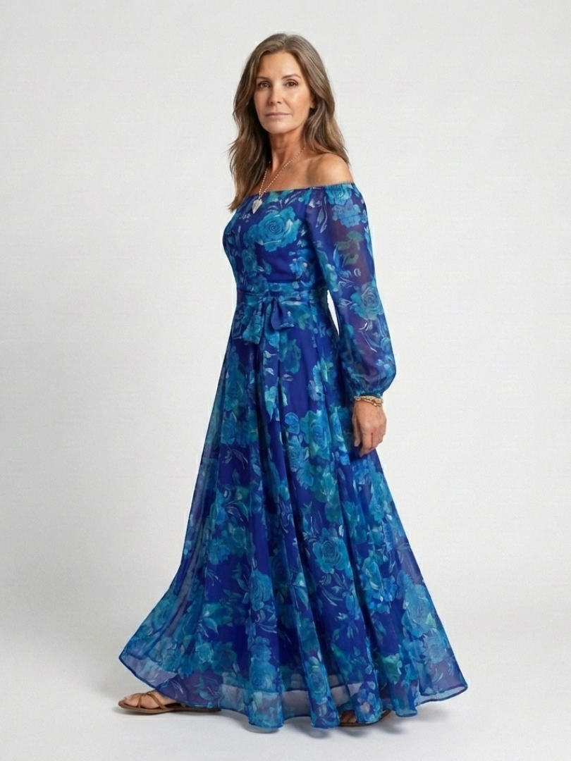 FJØRNA women's floral summer maxi dress with a flowy silhouette, perfect for warm weather and casual outings.