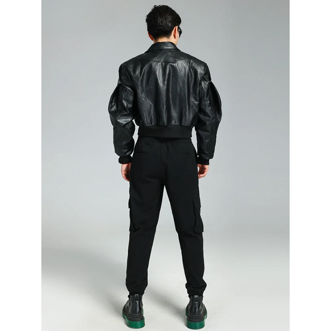 Marco – Black Leather Jacket Men’s Stylish Bomber | Warm and Soft 2
