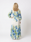 FJØRNA women's summer maxi dress with floral print, flowy lightweight and breathable fabric, perfect for warm weather.
