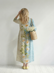 FJØRNA summer midi dress for women with long sleeves, flowy and stylish, perfect for warm weather and casual occasions.