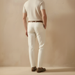 FJØRNA men's linen blend straight leg trousers with a relaxed fit, shown in a neutral color, casual and comfortable for everyday wear.