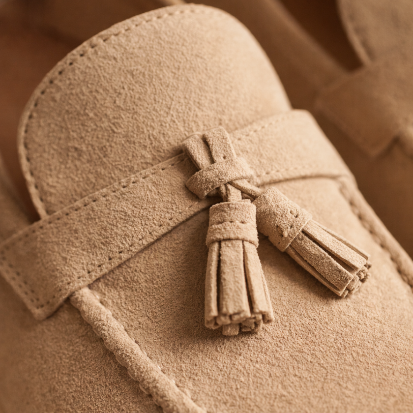 FJØRNA men's suede shoes featuring a classic design with brown suede material and lace-up closure.