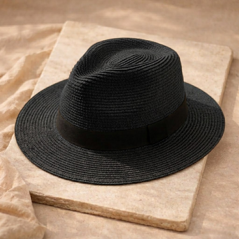 Unisex handmade Panama hat by FJØRNA featuring a wide brim and woven straw design, perfect for stylish sun protection.
