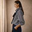 FJØRNA oversized long sleeve top for women, relaxed fit, soft fabric, in a versatile color, shown on a model.
