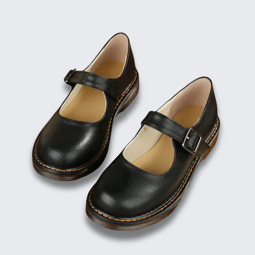 Nina - Women's Vintage Mary Jane Shoes - Classic Leather with Strap and Comfortable Sole