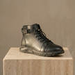 FJØRNA men's leather orthopedic side zip boots, stylish and supportive shoes with side zipper closure for comfortable wear.
