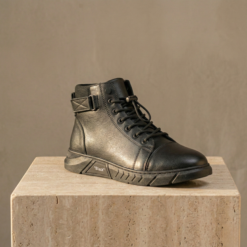 FJØRNA men's leather orthopedic side zip boots, stylish and supportive shoes with side zipper closure for comfortable wear.