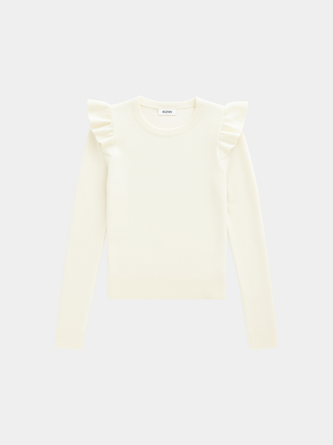 Women's Long Sleeve Ruffle Sweater