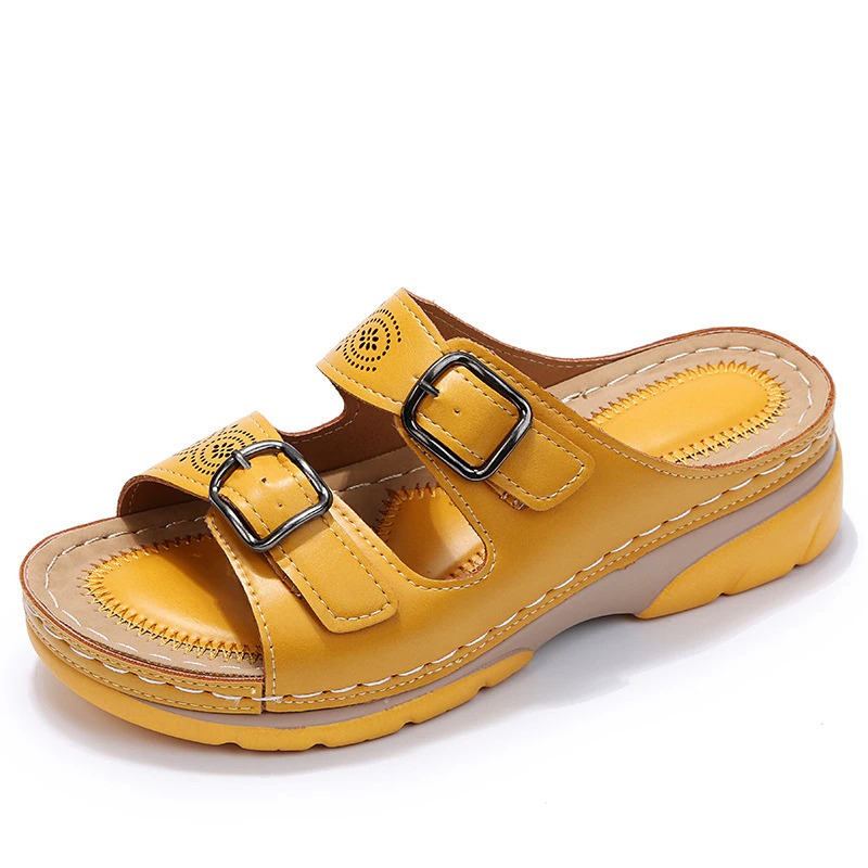 FJØRNA orthopedic comfort fit slide sandals with perforated open toe design for breathable, supportive footwear.