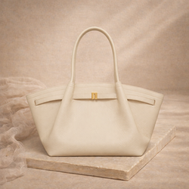 FJØRNA leather medium work tote bag with sturdy handles and spacious interior, ideal for daily use and professional settings.