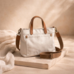 Large FJØRNA canvas messenger bag for women with adjustable strap and multiple pockets, stylish and practical for everyday use.