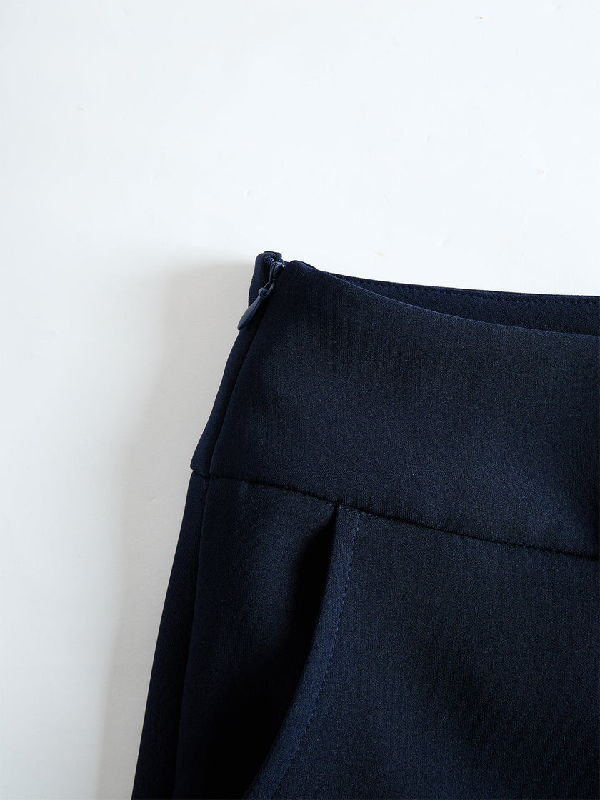 FJØRNA black chiffon top and wide-leg trousers three-piece set, elegant pants set with flowing fabric and stylish silhouette
