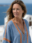 FJØRNA women's summer midi dress with short sleeves, flowy fabric, and a relaxed fit, ideal for warm weather.