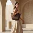 FJØRNA leather tote bag for women, large foldable bag, stylish and spacious leather accessory for everyday use