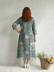 FJØRNA women’s floral summer midi dress with long sleeves, wrap style, lightweight fabric, perfect for warm weather.