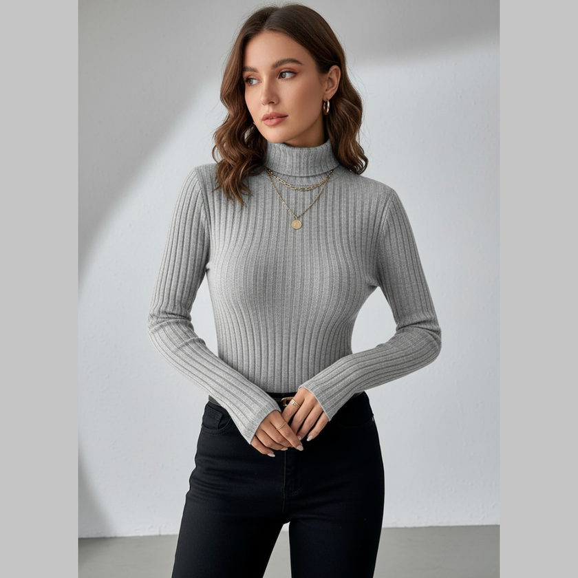 Women's Ribbed Turtleneck Sweater