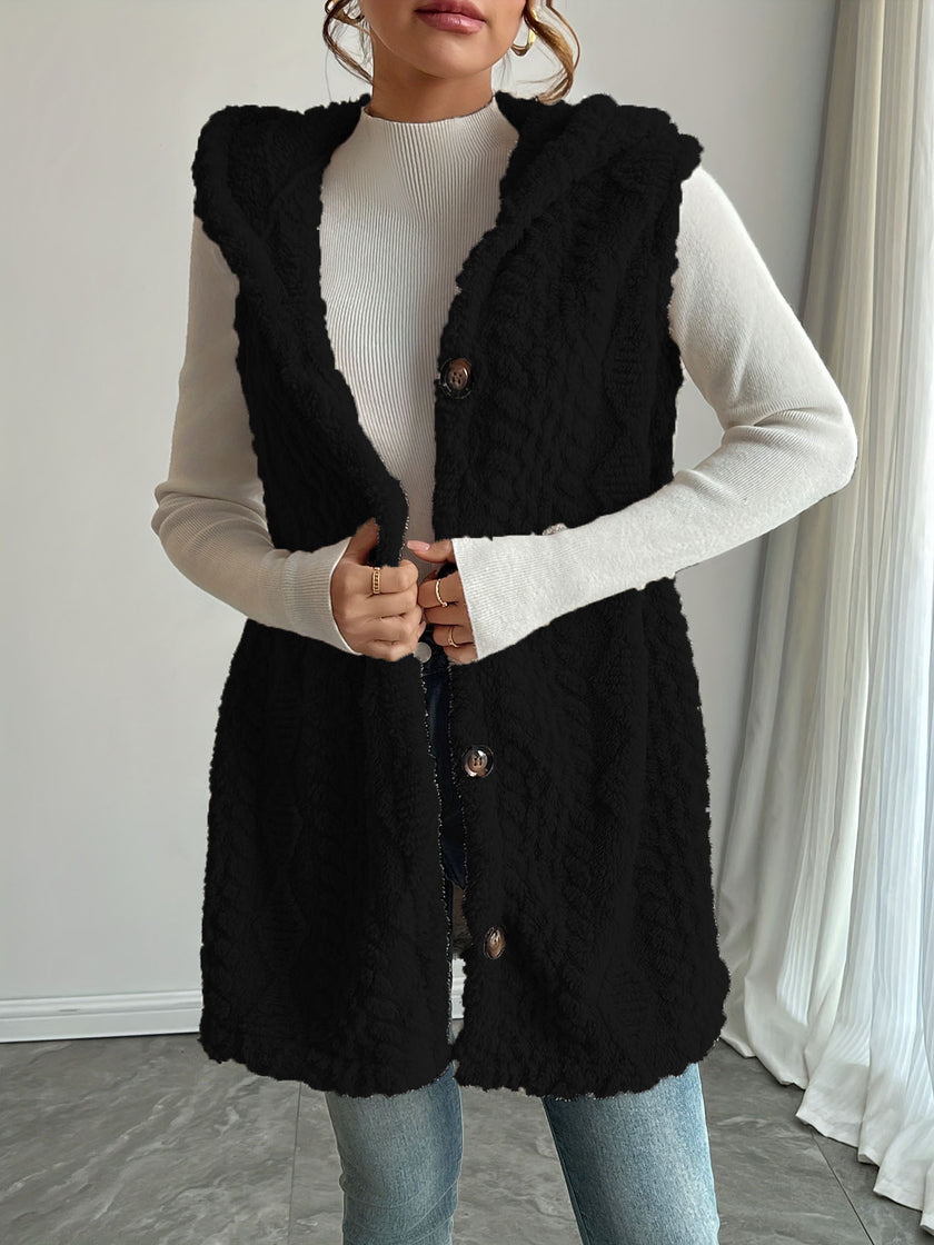 Plush Hooded Cardigan - Soft & Warm