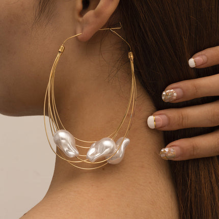 Handcrafted Baroque Pearl and Copper Earrings