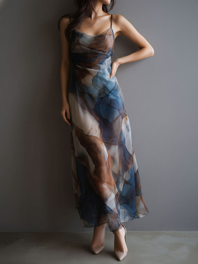 Chiffon Maxi Dress Retro For Women