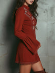 Red Lace Embroidered Mini Dress | Evening Dress