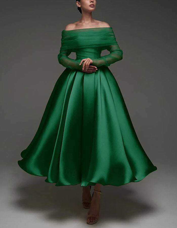 Pink satin midi dress for women with strapless, A-line silhouette, featuring strappy details and a shawl by FJØRNA.