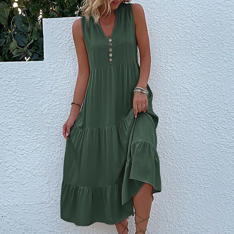 FJØRNA summer casual wedding dress with lightweight fabric and elegant design, perfect for outdoor wedding occasions.