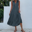 FJØRNA summer casual wedding dress with lightweight fabric and elegant design, perfect for outdoor wedding occasions.
