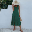 FJØRNA casual summer wedding dress with a flowy design, sleeveless style, and lightweight fabric perfect for outdoor ceremonies.