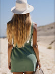 Green Denim Sleeveless Mini Dress For Women
