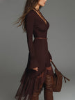 Mesh Pleated Midi Dress | Casual Dress