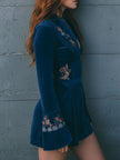 Blue Velvet Embroidered Mini Dress | Casual Dress