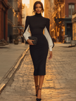 White FJØRNA midi dress for women featuring a sleek, elegant design and flowing fabric, perfect for stylish occasions.