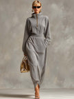 Grey Waffle Long Sleeve Maxi Dress | Casual Dress