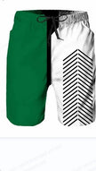 Men's FJØRNA graphic print swim shorts with drawstring, showcasing vibrant patterns and adjustable waistband for beachwear.