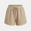 FJØRNA women's relaxed fit drawstring shorts, casual pants with a comfortable waistband, in a neutral color.