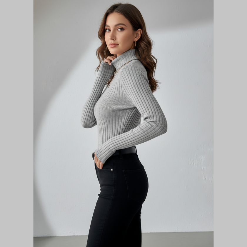 Women's Ribbed Turtleneck Sweater