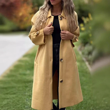 Nora | Long Casual Dyed Tweed Jacket with Button Detail