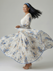 FJØRNA women's floral summer midi dress with long sleeves, lightweight fabric, and a flowing silhouette for warm weather.